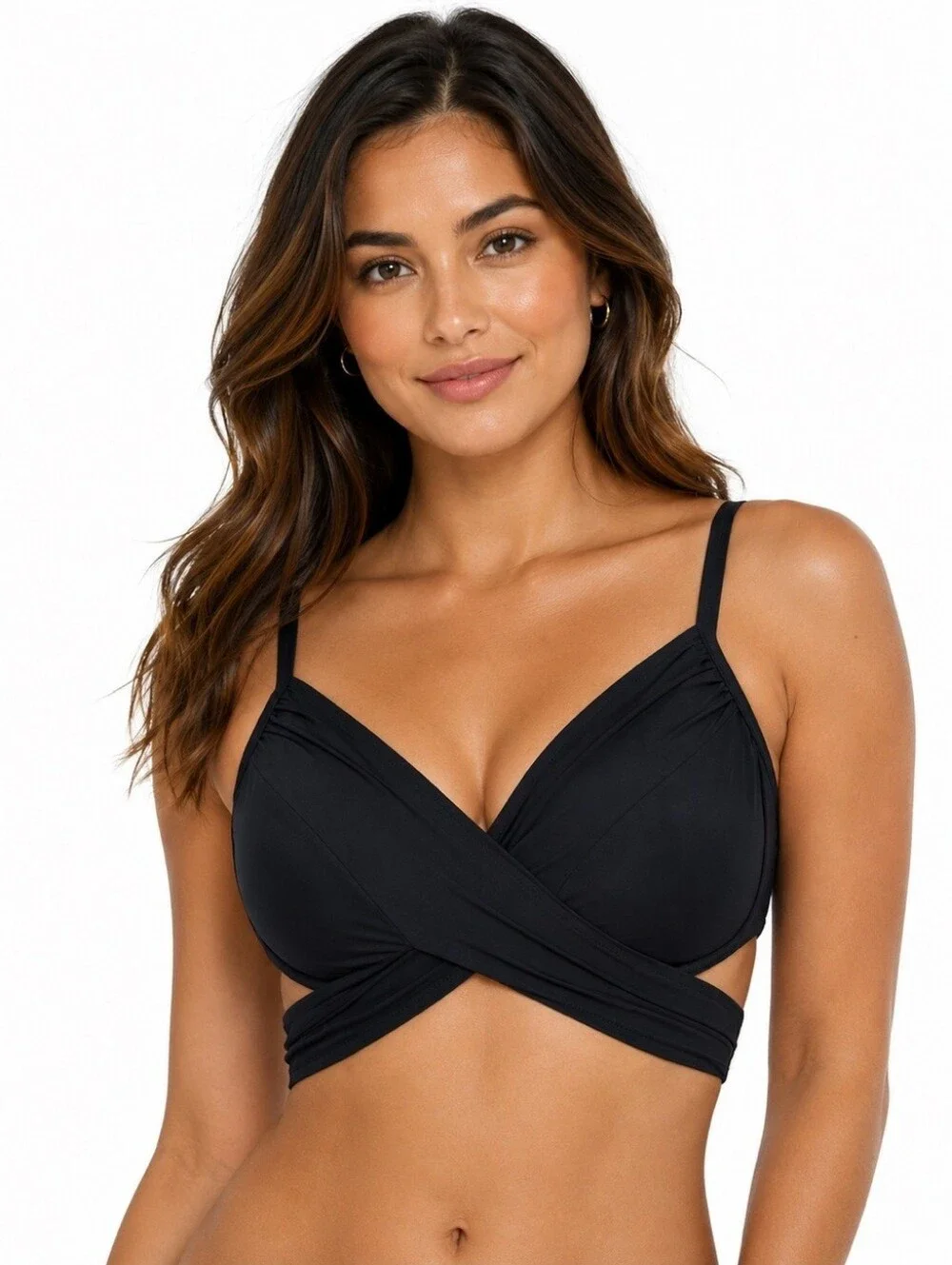 La Blanca Womens Island Goddess Bikini Swim Top Black Sz 8 NWT